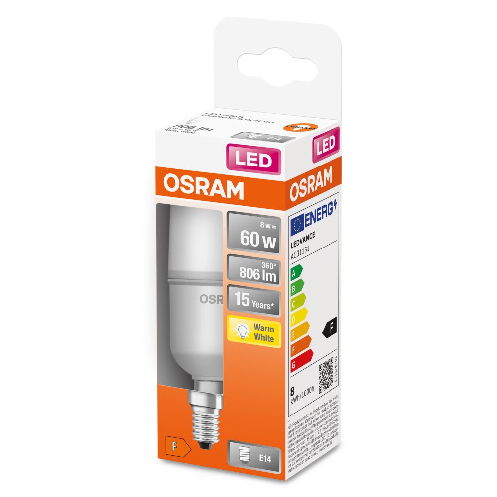OSRAM LED STAR E14 8 Watt 2700 Kelvin 806 Lumen main product photo