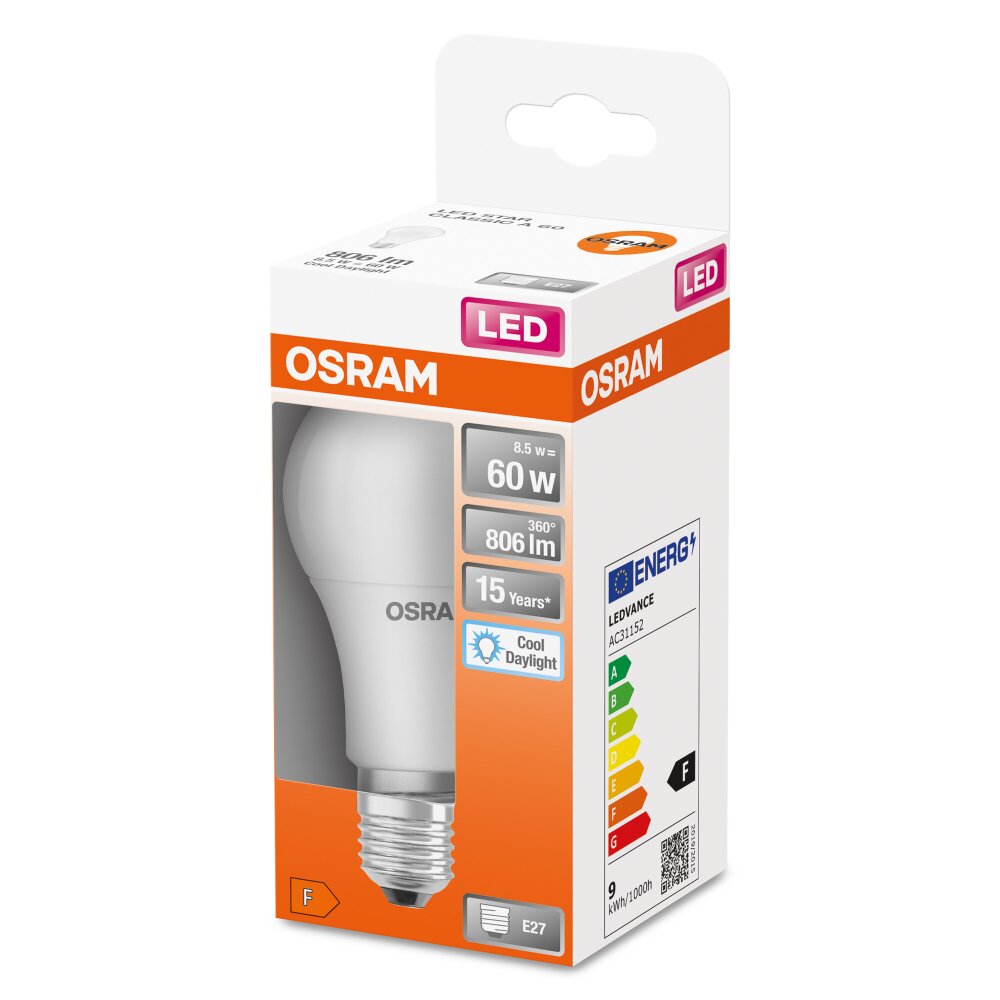 OSRAM LED Retrofit E27 8,5 Watt 6500 Kelvin 806 Lumen main product photo