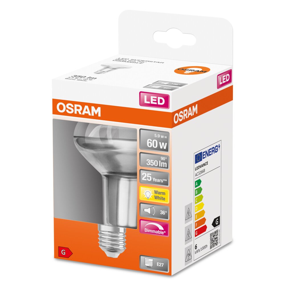 OSRAM LED SUPERSTAR E27 5,9 Watt 2700 Kelvin 350 Lumen main product photo