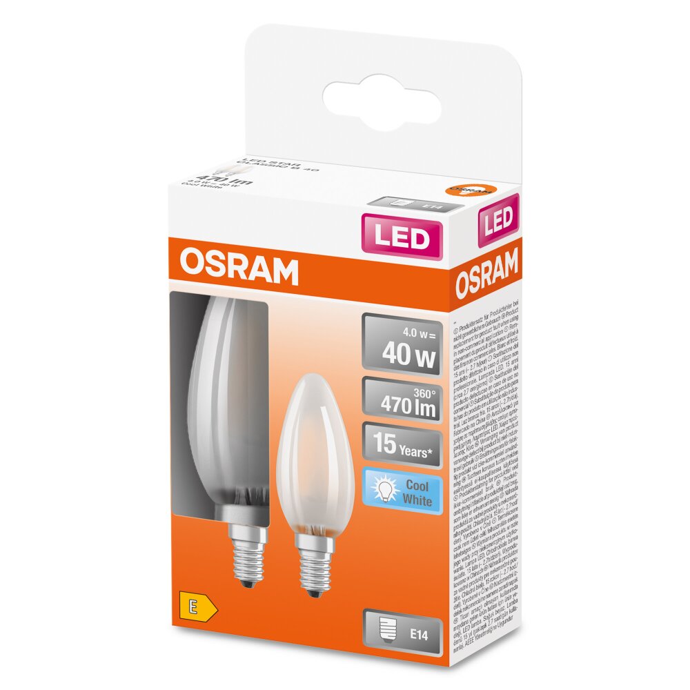 OSRAM LED Retrofit 2er Set E14 4 Watt 4000 Kelvin 470 Lumen main product photo
