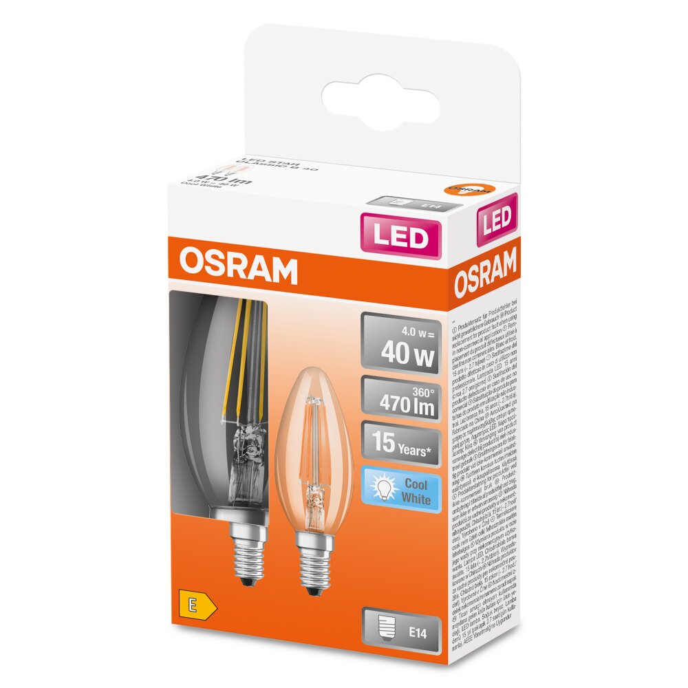 OSRAM LED Retrofit 2er Set E14 4 Watt 4000 Kelvin 470 Lumen main product photo
