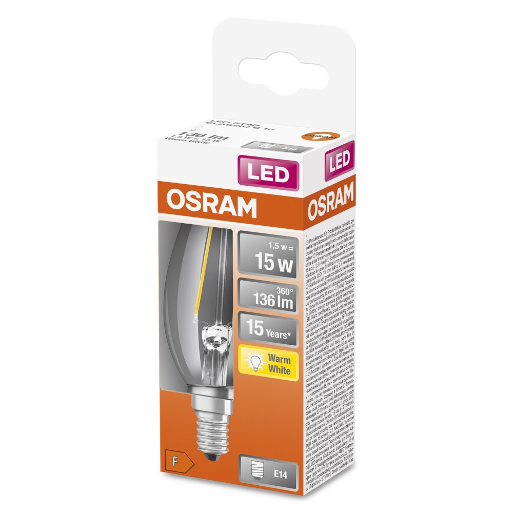 OSRAM LED Retrofit E14 1,5 Watt 2700 Kelvin 136 Lumen main product photo