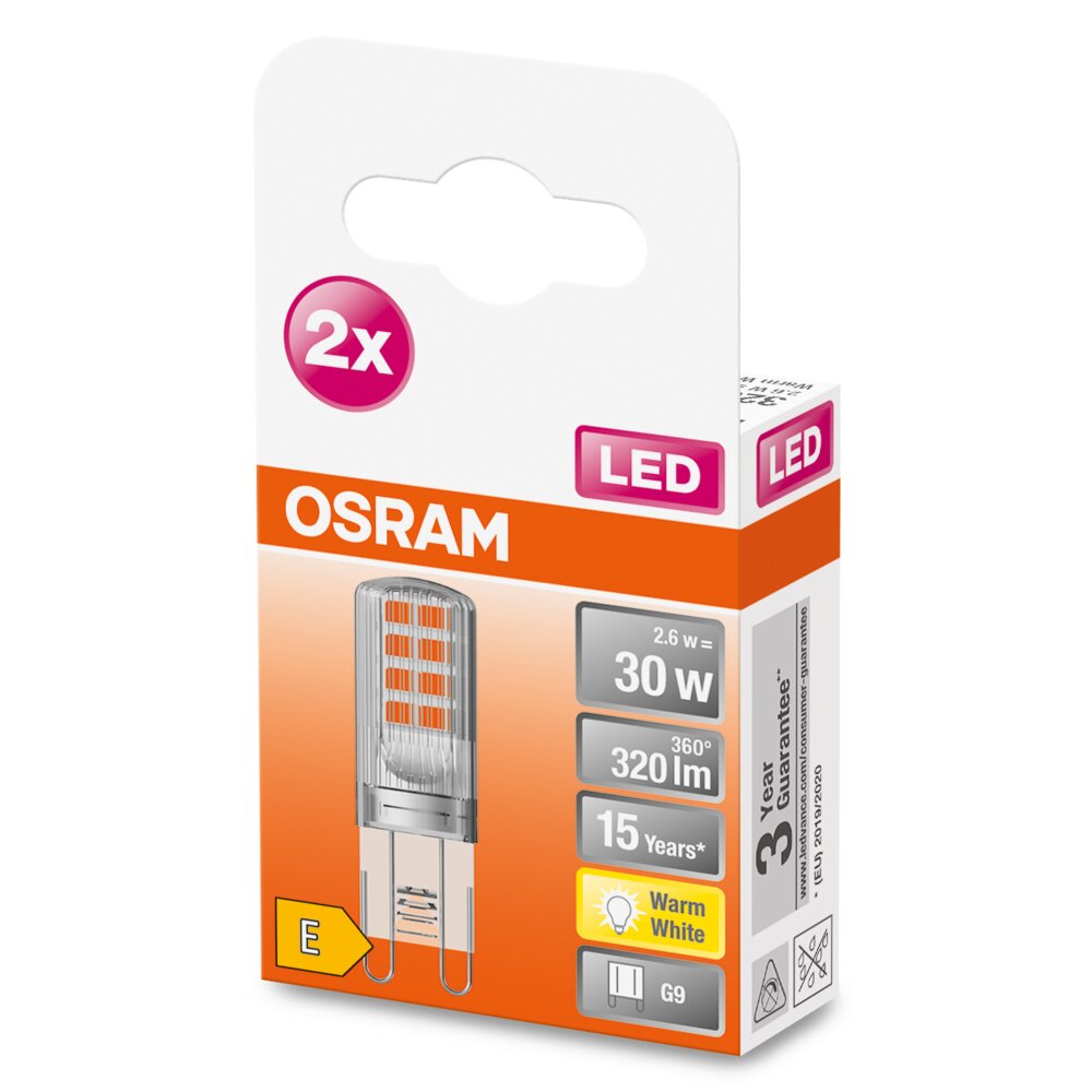 OSRAM LED PIN 2er Set G9 2,6 Watt 2700 Kelvin 320 Lumen main product photo
