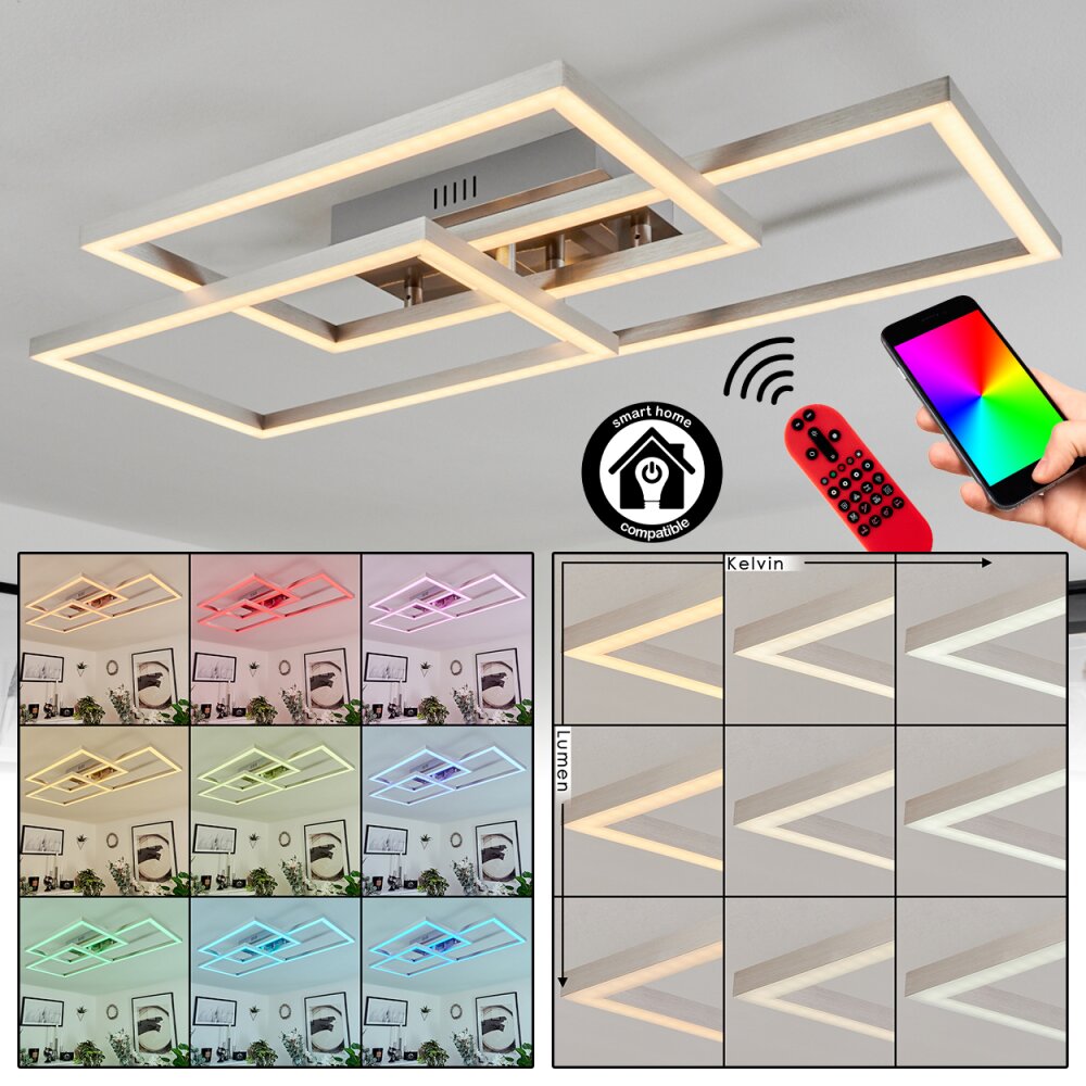 Relous Deckenleuchte LED Edelstahl, 3-flammig, Fernbedienung, Farbwechsler main product photo