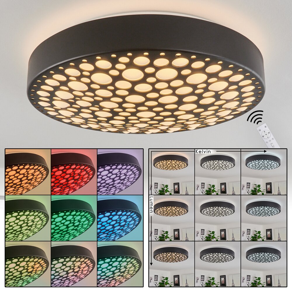 Agodim Deckenleuchte LED Schwarz, Weiß, 1-flammig, Fernbedienung, Farbwechsler main product photo