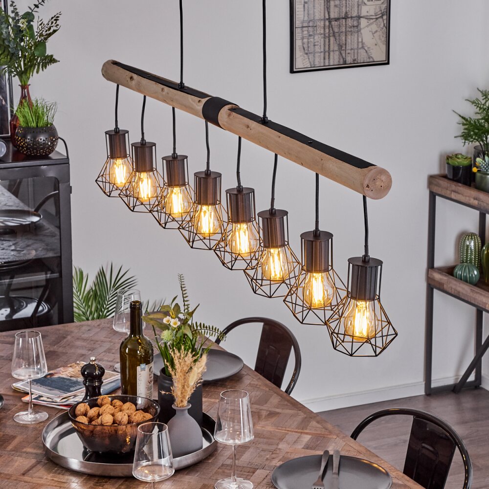 Bardhaman Pendelleuchte Naturfarben, Schwarz, 8-flammig main product photo