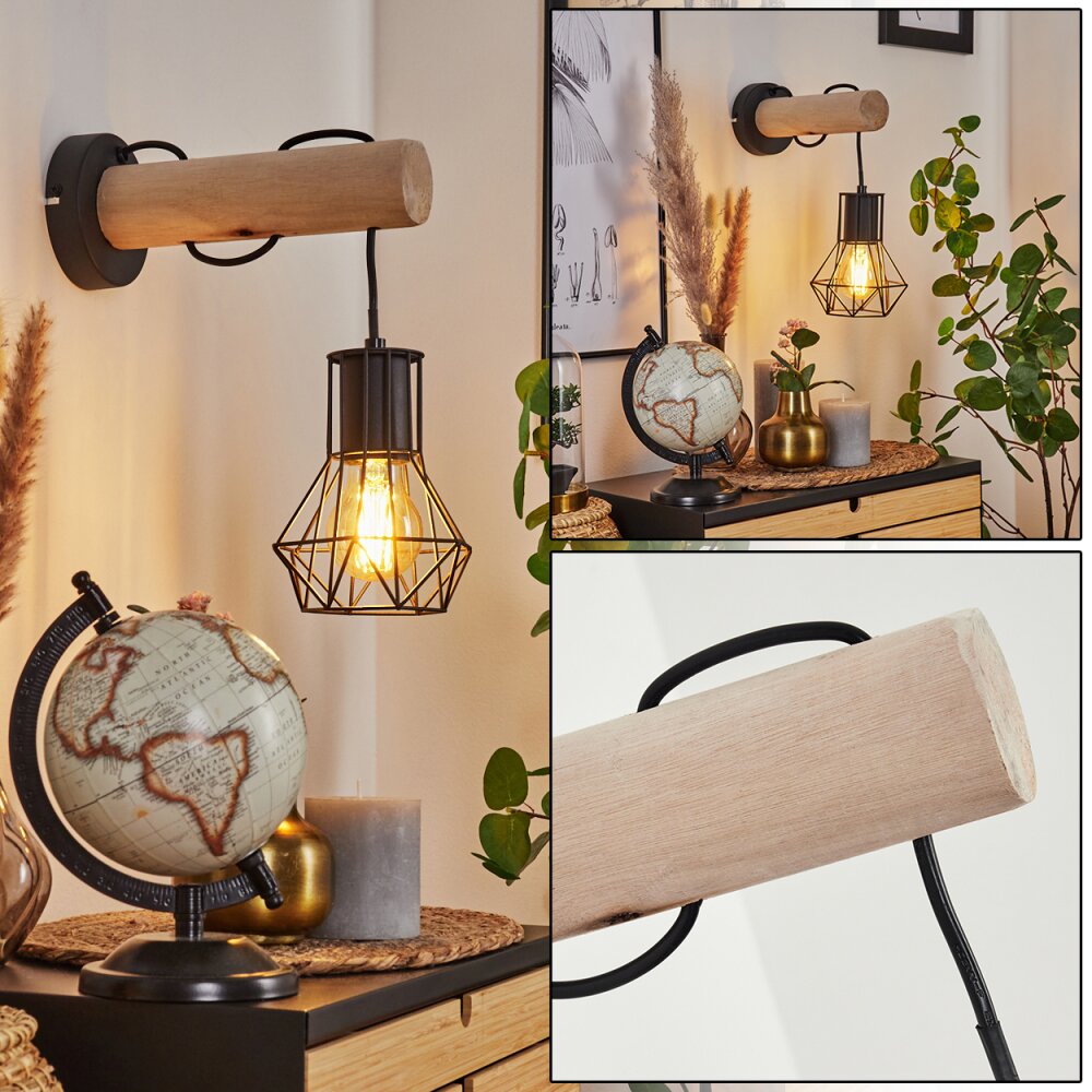 Bardhaman Wandleuchte Naturfarben, Schwarz, 1-flammig main product photo