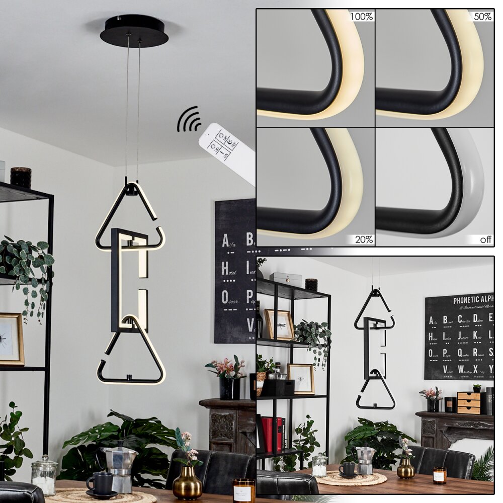 Chlak Pendelleuchte LED Schwarz, 3-flammig, Fernbedienung main product photo