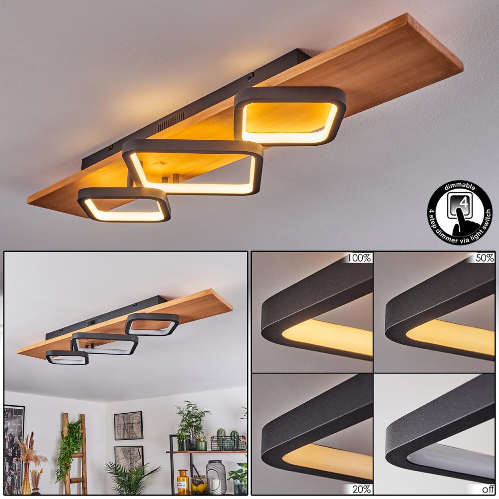 Pompu Deckenleuchte LED Naturfarben, Schwarz, 1-flammig main product photo