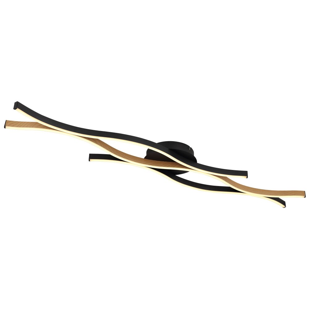 Globo GERONIMO Deckenleuchte LED Holzoptik, Schwarz, 1-flammig main product photo