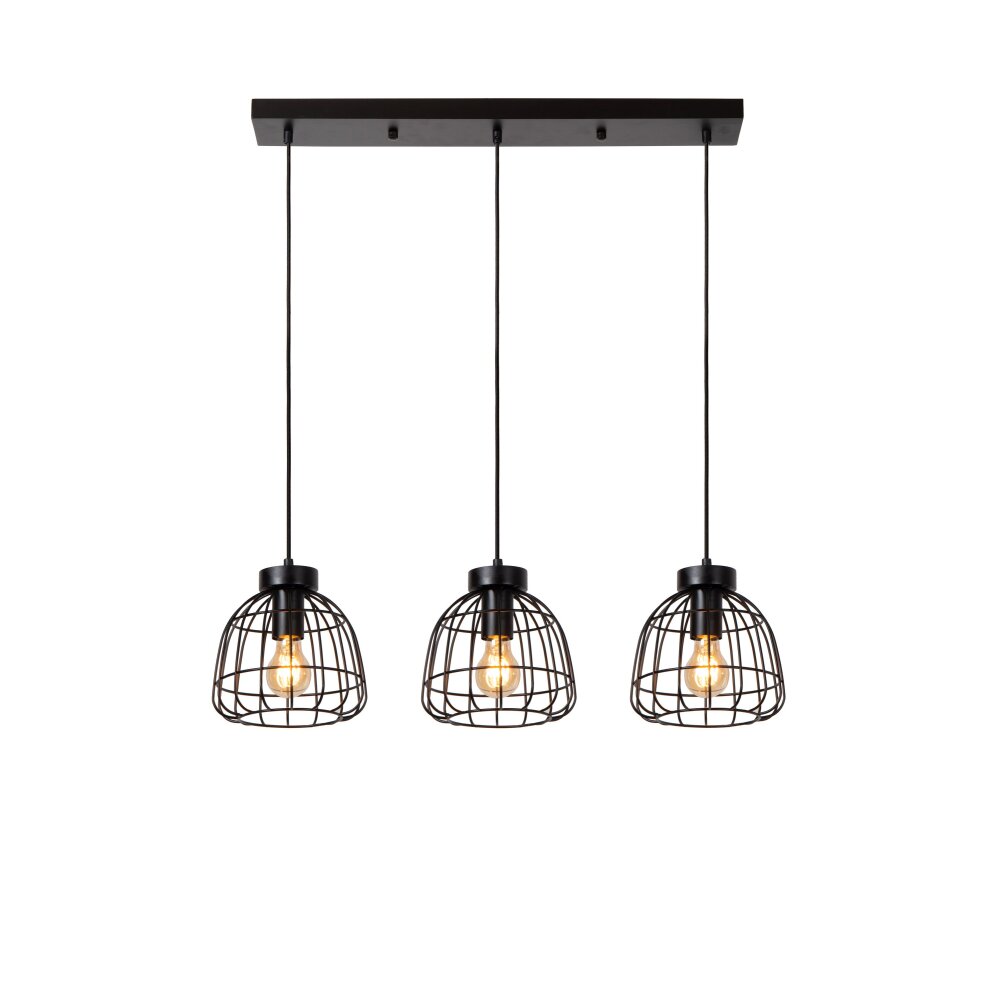 Lucide FILOX Pendelleuchte Schwarz, 3-flammig main product photo