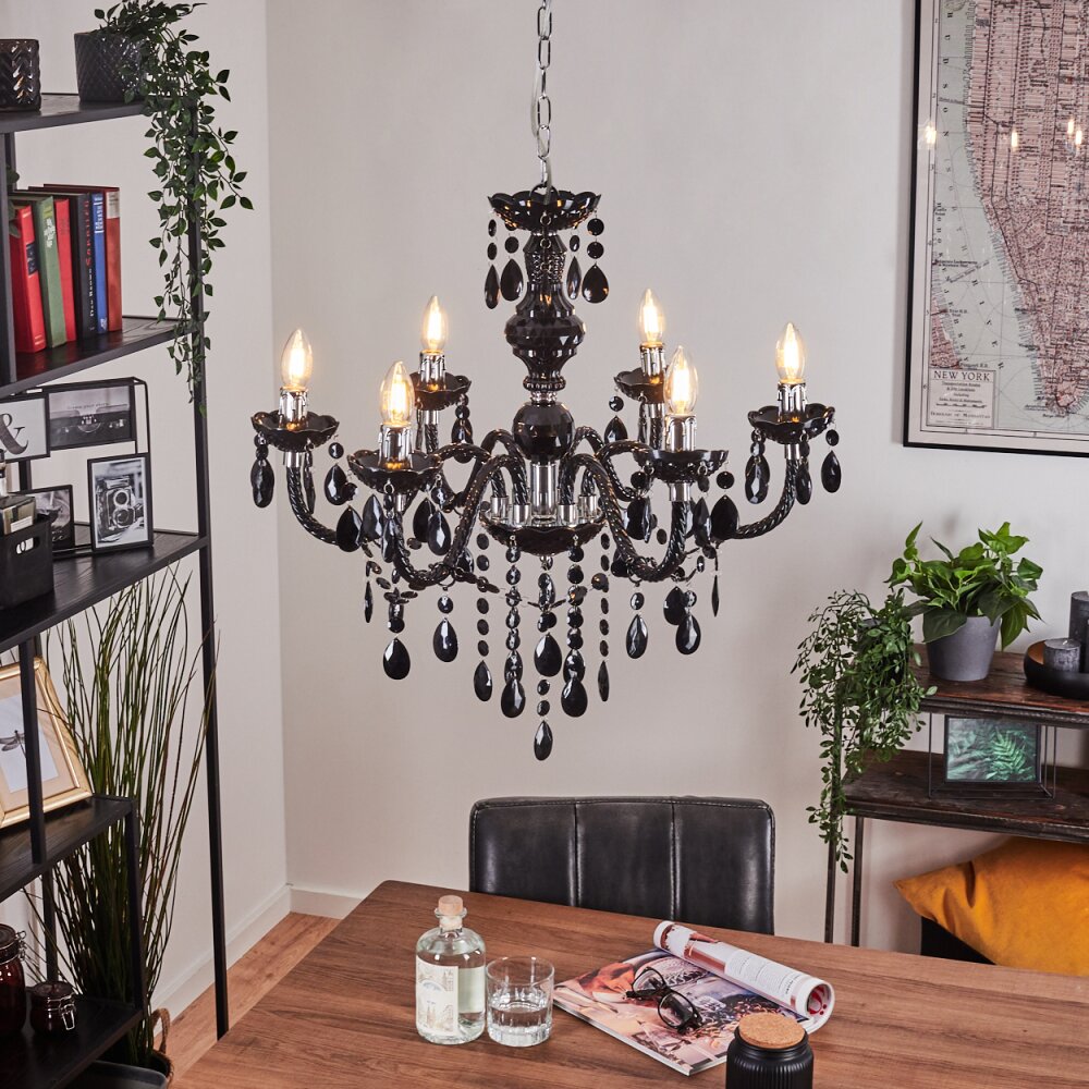 Malmback Kronleuchter Chrom, Schwarz, 6-flammig main product photo