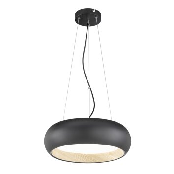 SCHÖNER WOHNEN-Kollektion Wood Pendelleuchte LED Holzoptik, Schwarz, 1-flammig