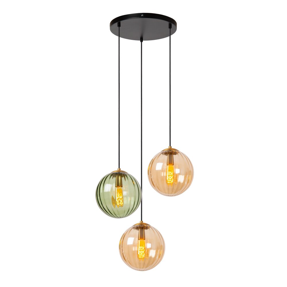 Lucide MONSARAZ Pendelleuchte Schwarz, 3-flammig main product photo