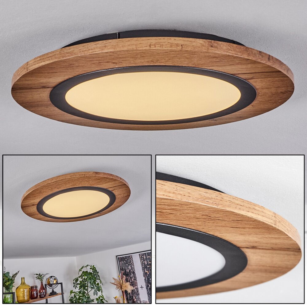 Salmi Deckenpanel LED Holzoptik, Schwarz, 1-flammig main product photo
