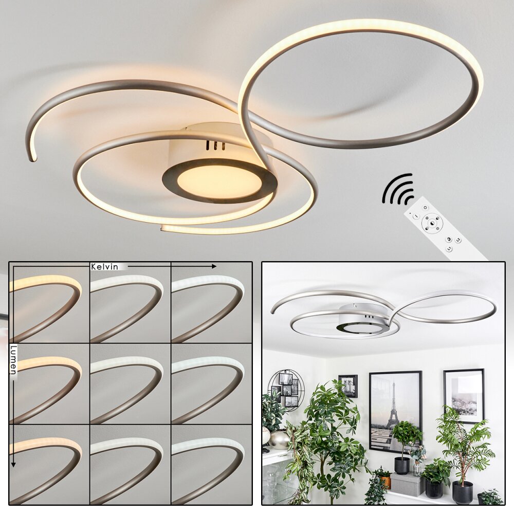 Olok Deckenleuchte LED Silber, Weiß, 1-flammig, Fernbedienung main product photo