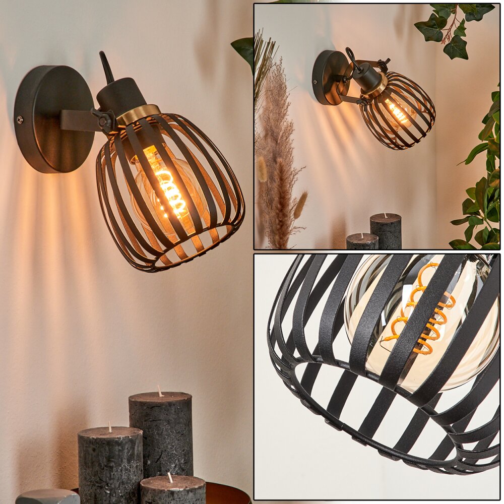 Pocho Wandleuchte Messing, Schwarz, 1-flammig main product photo