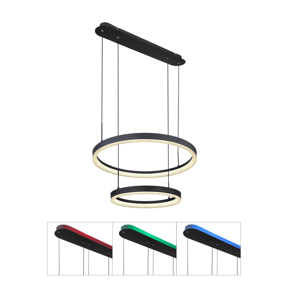 Globo AUGUSTO Hängeleuchte LED Gold, Schwarz, 2-flammig, Fernbedienung, Farbwechsler main product photo