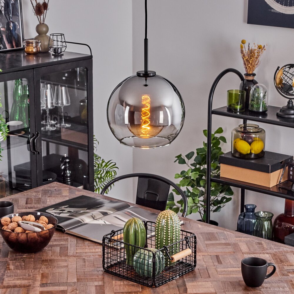 Koyoto Hängeleuchte Glas 25 cm Stahl gebürstet, 1-flammig main product photo