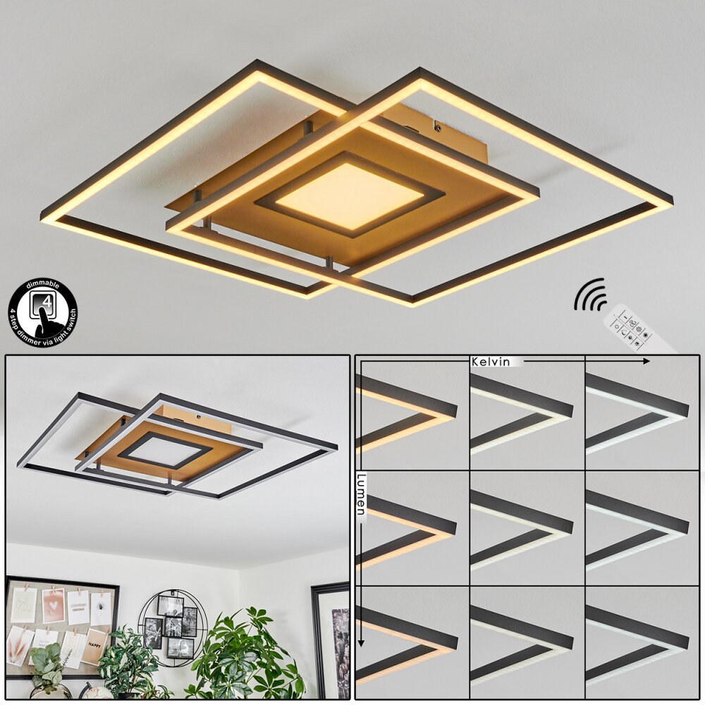 Popoy Deckenleuchte LED Gold, Schwarz, 1-flammig, Fernbedienung main product photo