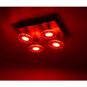 Leuchten Direkt LOLA-MIKE Deckenleuchte LED Edelstahl, 4-flammig, Fernbedienung, Farbwechsler