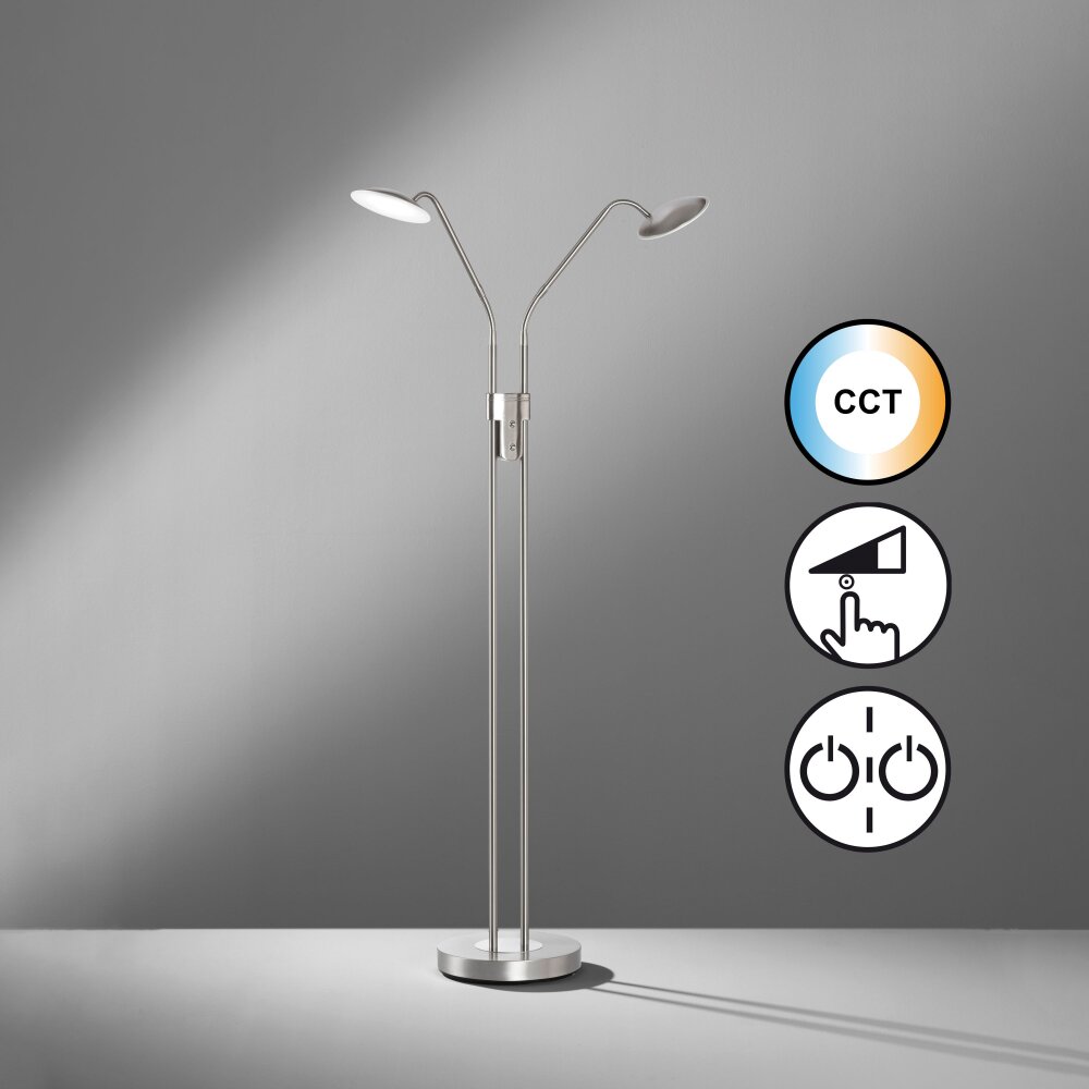 Fischer & Honsel Tallri Stehleuchte LED Nickel-Matt, 2-flammig main product photo
