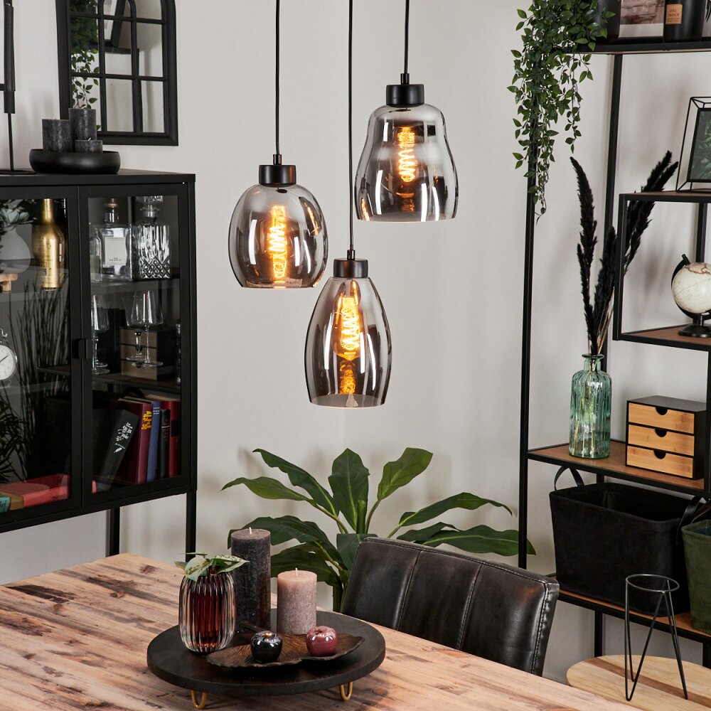 Kenong Hängeleuchte Rauchfarben, Schwarz, 3-flammig main product photo