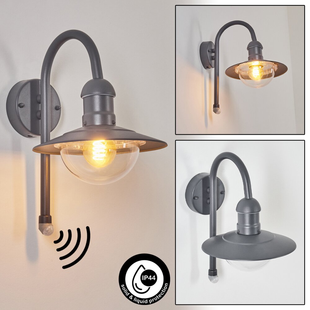 Elima Außenwandleuchte Anthrazit, 1-flammig, Bewegungsmelder main product photo
