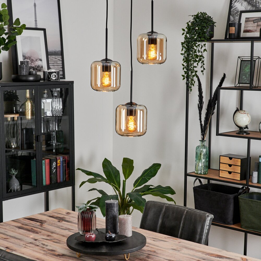 Lauden Hängeleuchte Glas 15 cm Bernsteinfarben, 3-flammig main product photo