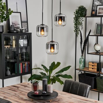 Lauden Hängeleuchte Glas 15 cm Chrom, Klar, Rauchfarben, 3-flammig Lauden Hängeleuchte Glas 15 cm Chrom, Klar, Rauchfarben, 3-flammig