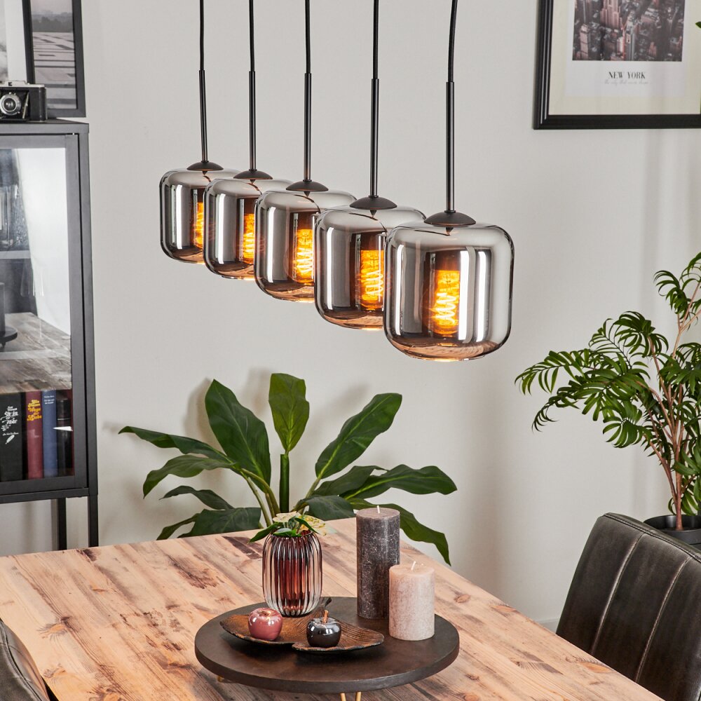 Lauden Hängeleuchte Glas 15 cm Chrom, Rauchfarben, 5-flammig main product photo
