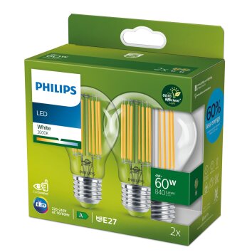 Philips 2er Set E27 LED 4 Watt 3000 Kelvin 840 Lumen
