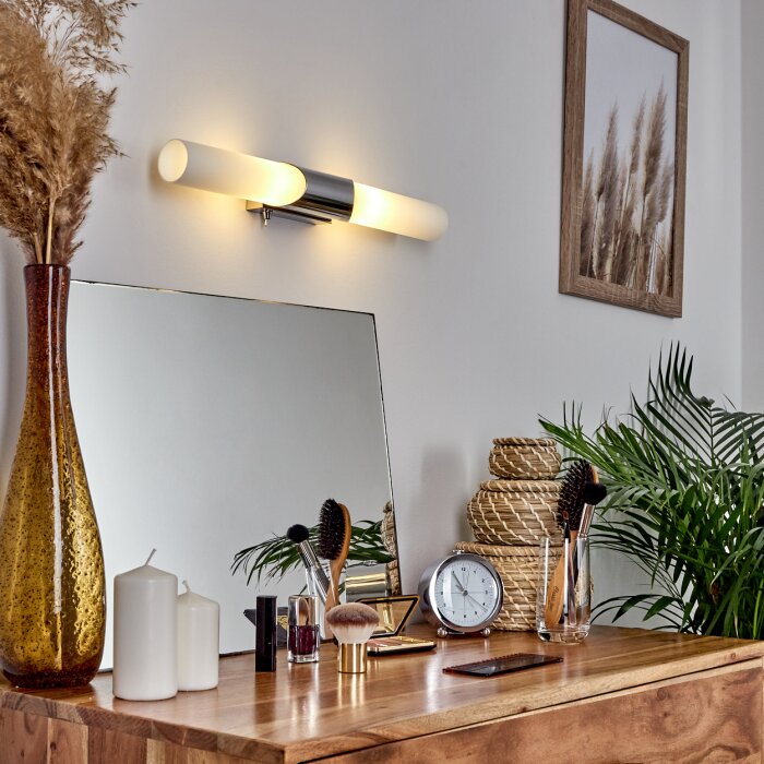 Morges Spiegelleuchte Bad Chrom, Dunkelbraun, 2-flammig