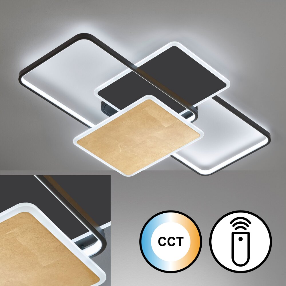 Fischer & Honsel Quadro Deckenleuchte LED Schwarz, 1-flammig, Fernbedienung main product photo