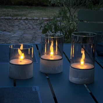 Brilliant Bougie Außentischleuchte 3er Set LED Grau, 1-flammig
