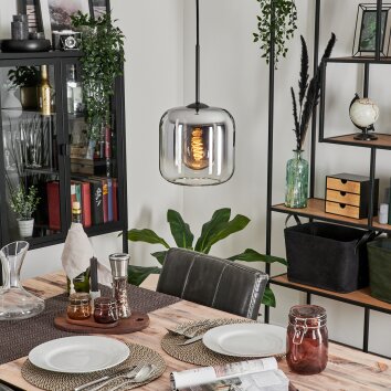Lauden Hängeleuchte Glas 20cm Klar, Rauchfarben, 1-flammig