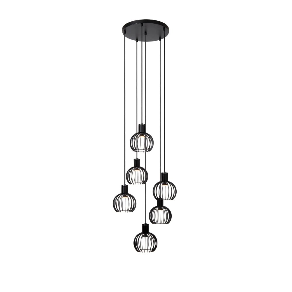 Lucide MIKAELA Pendelleuchte Schwarz, 6-flammig main product photo