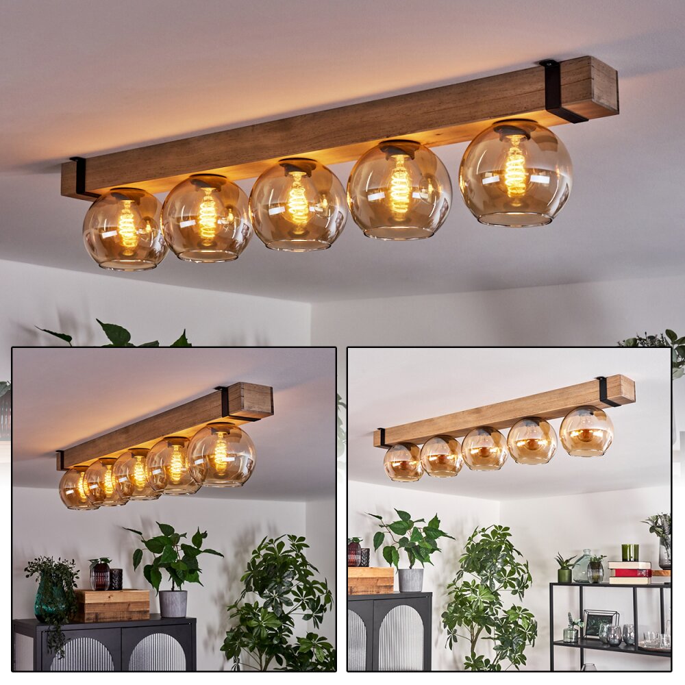 Montgomery Deckenleuchte Glas 15 cm Naturfarben, Schwarz, 5-flammig main product photo