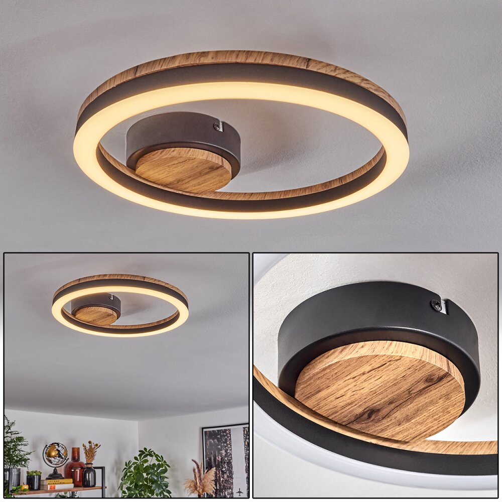 Cascada Deckenleuchte LED Braun, Holzoptik, Schwarz, 1-flammig main product photo