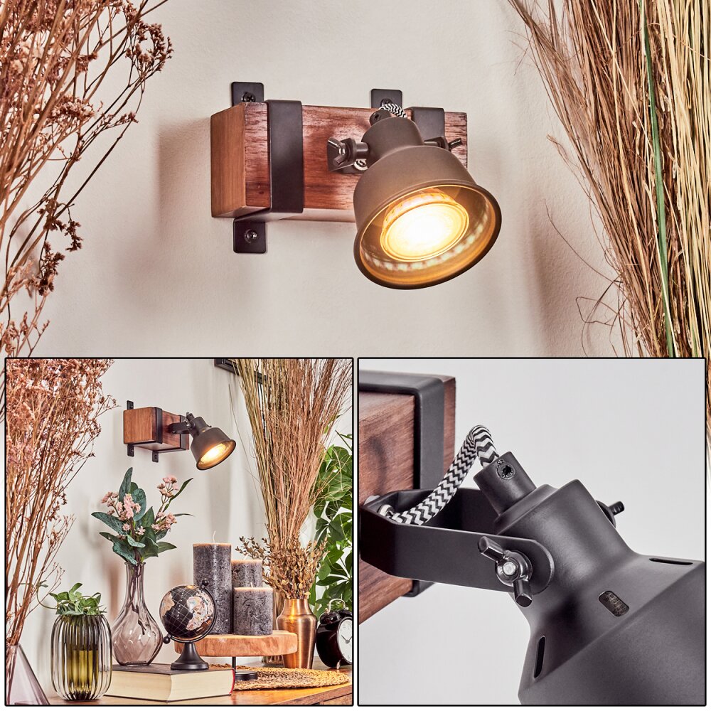 Safari Wandleuchte Dunkelbraun, Schwarz, 1-flammig main product photo