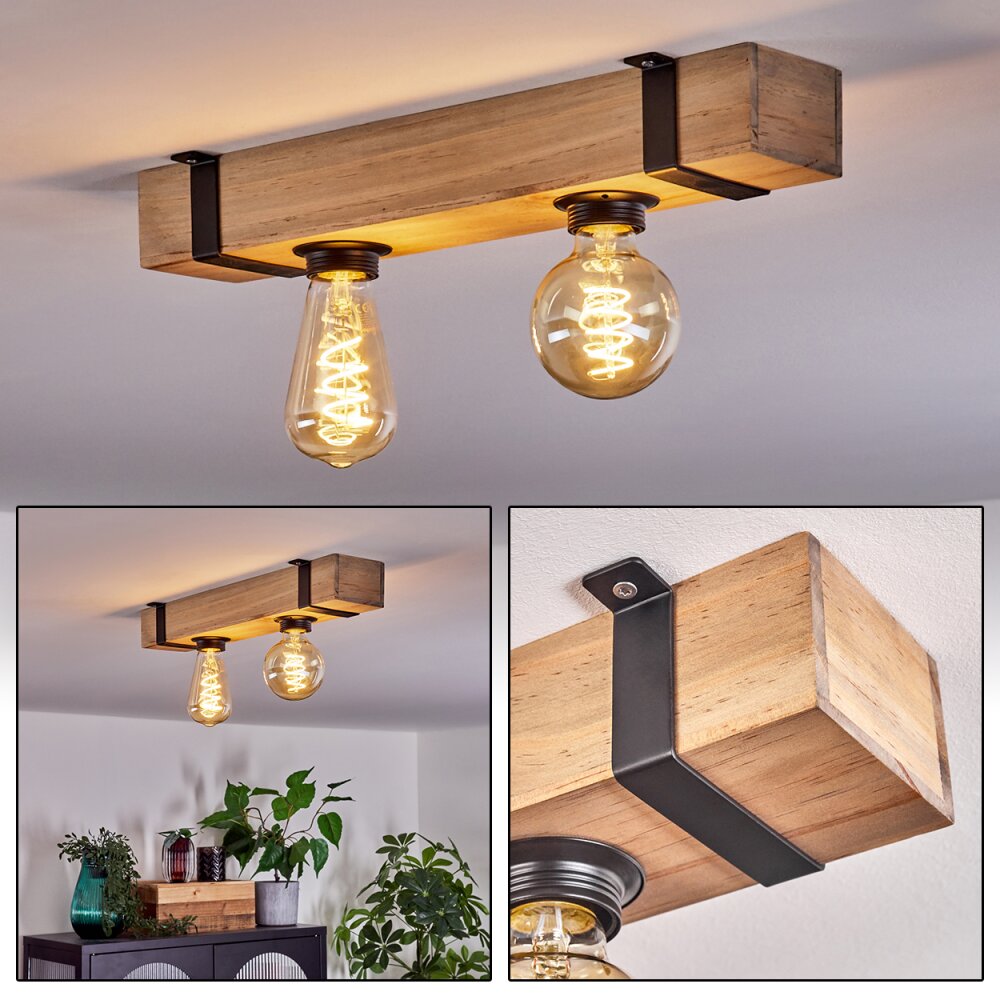 Montgomery Deckenleuchte Naturfarben, Schwarz, 2-flammig main product photo