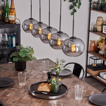 Apedo Hängeleuchte Glas 20cm Rauchfarben, 5-flammig