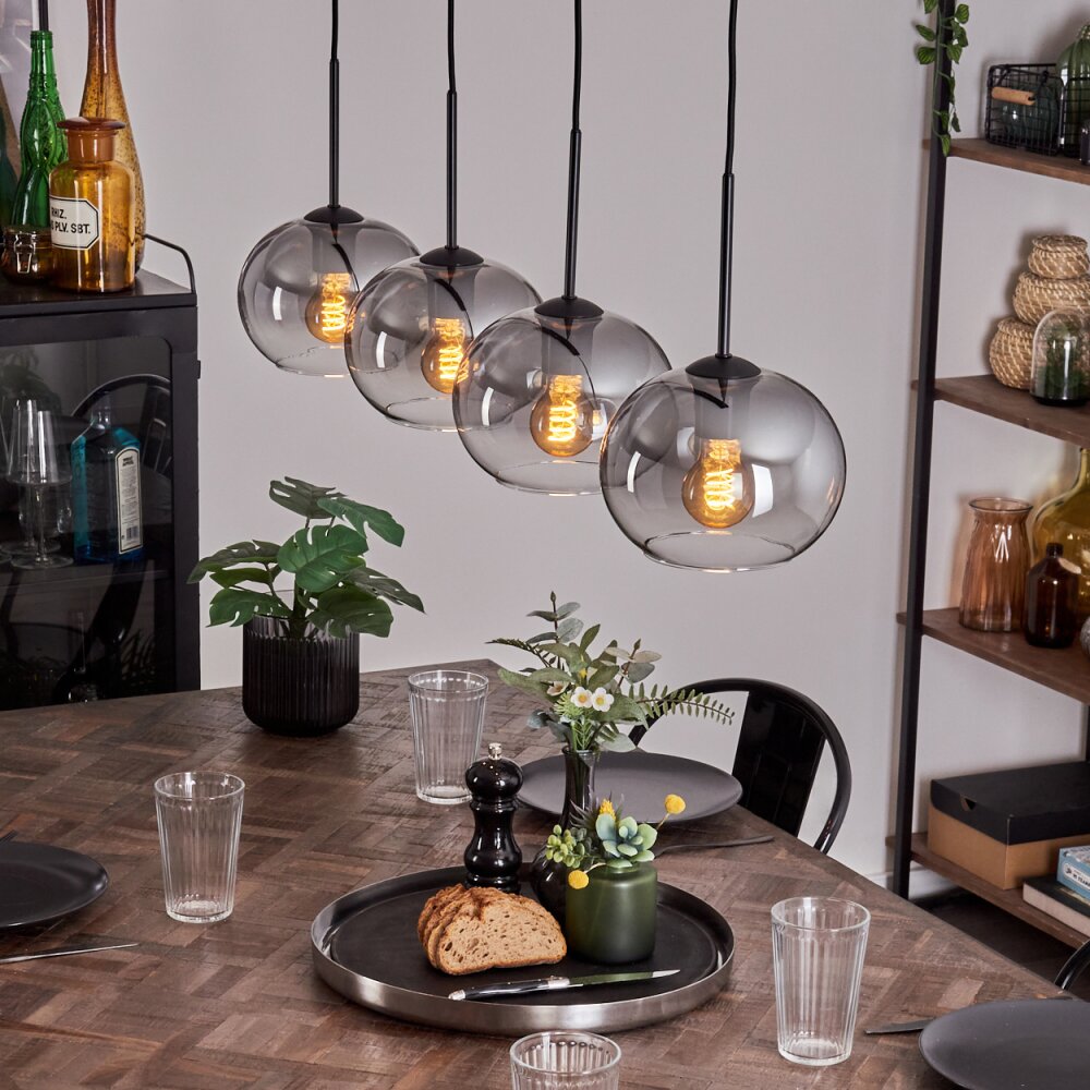 Apedo Hängeleuchte Glas 20cm Klar, Rauchfarben, 4-flammig main product photo