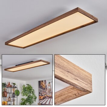 Longvic Deckenleuchte LED Holzoptik, Schwarz, 1-flammig