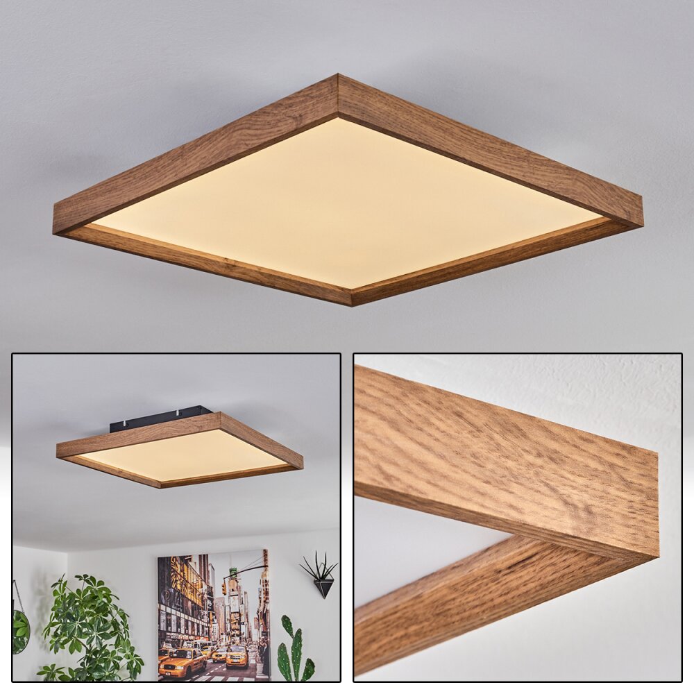 Longvic Deckenpanel LED Braun, Holzoptik, Schwarz, 1-flammig main product photo