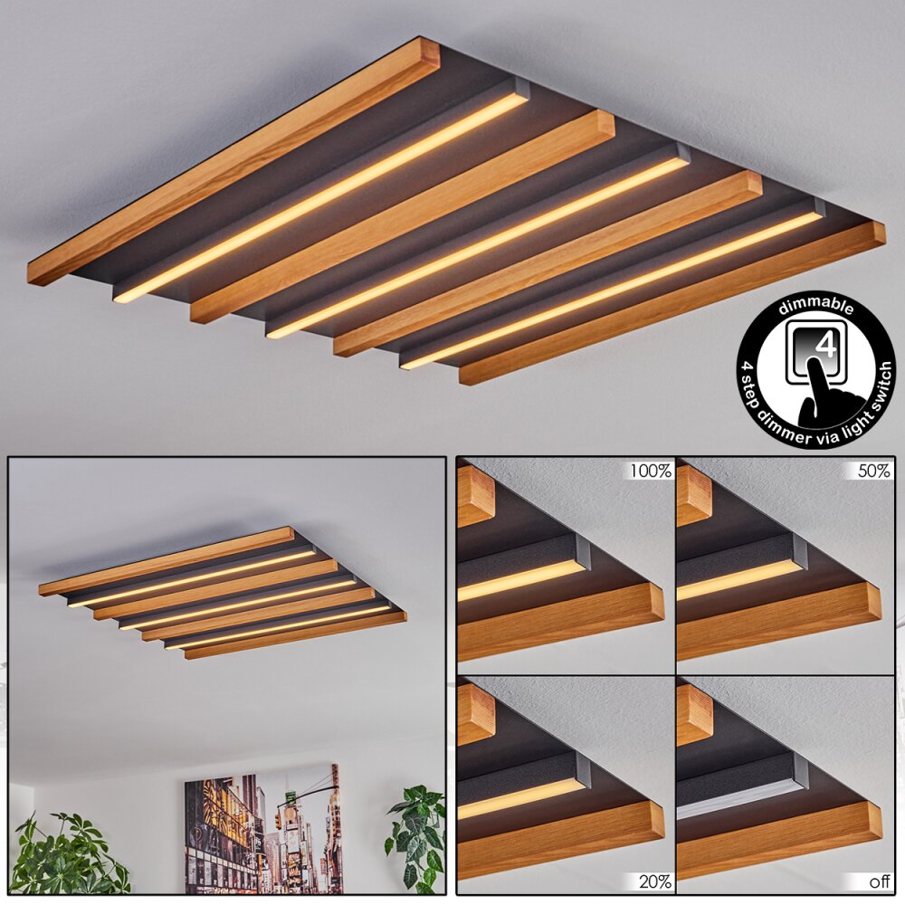 Favorina Deckenpanel LED Naturfarben, Schwarz, 1-flammig main product photo