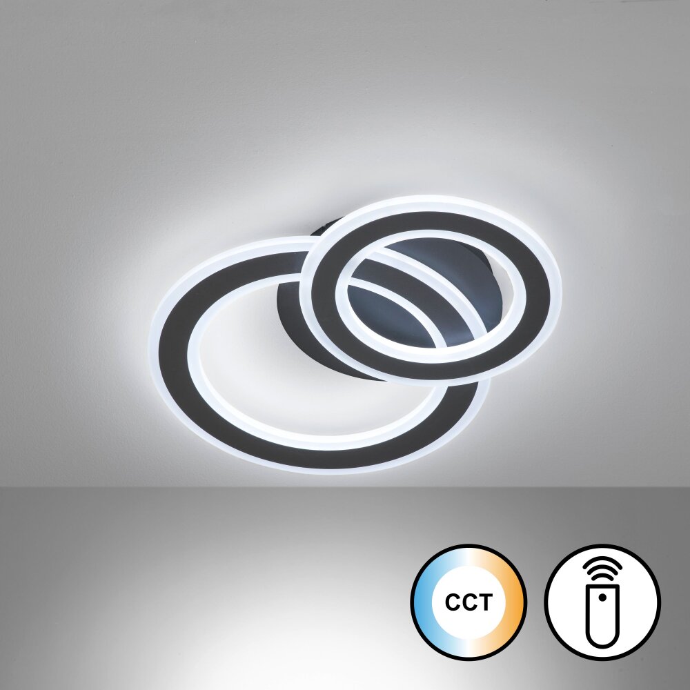 Fischer & Honsel Elvas Deckenleuchte LED Schwarz, 1-flammig, Fernbedienung main product photo