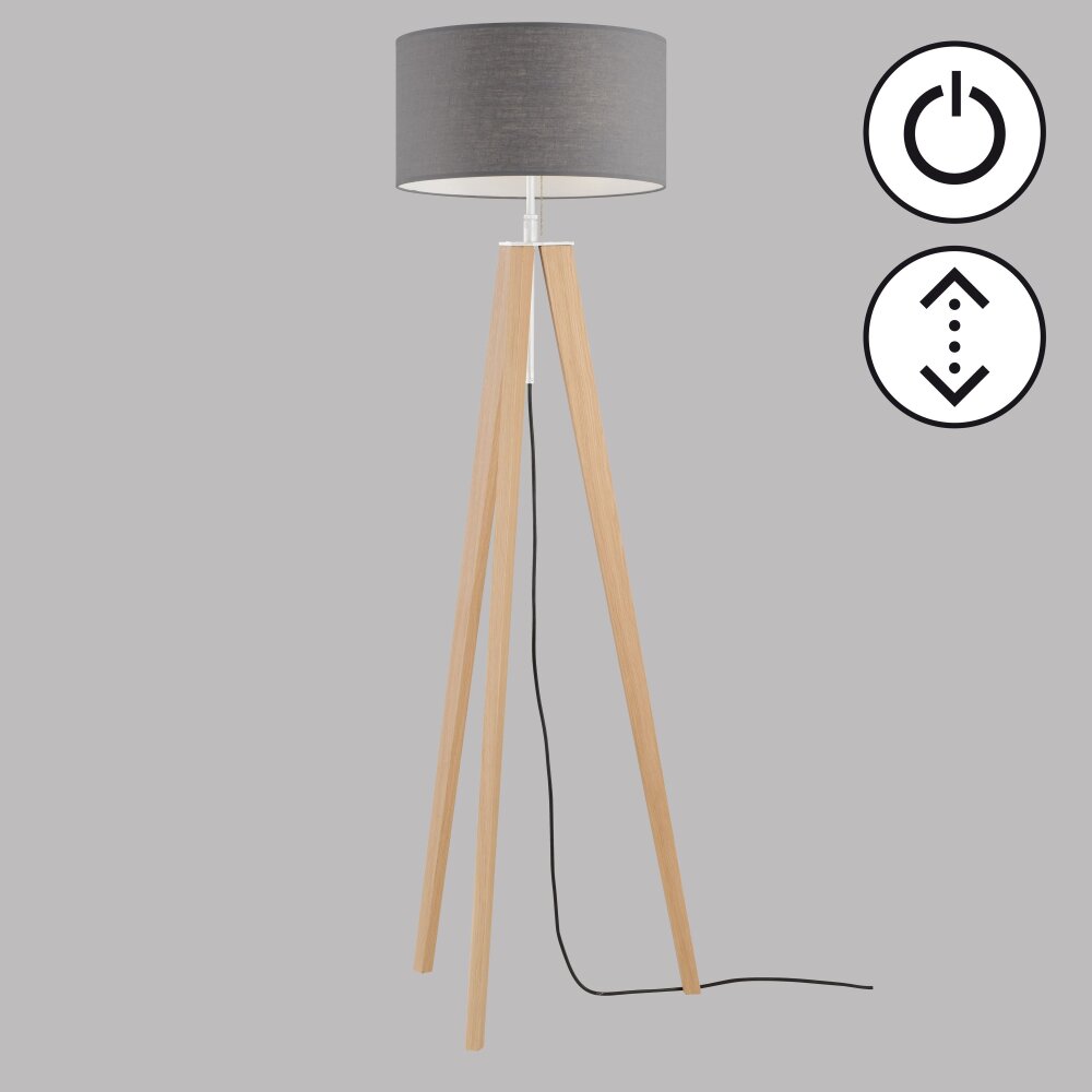 Fischer & Honsel SHINE-WOOD Stehleuchte Braun, Nickel-Matt, 3-flammig main product photo