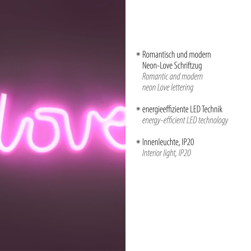 Leuchten Direkt NEON-LOVE Dekoleuchte Pink LED 85021-87