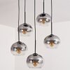 Apedo Hängeleuchte Glas 20cm Klar, Rauchfarben, 5-flammig